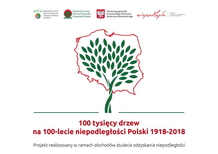 100 tysięcy drzew na 100-lecie niepodległości Polski 1918-2018 - banner